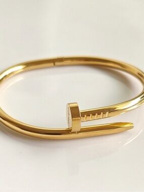 Gold Nail-Style Bangle Bracelet - Women Jewelry